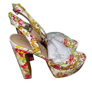 Aldo Aneissa Platform Sandals Size 9 US Multicolor Floral Pattern Sexy Shoes Y2K